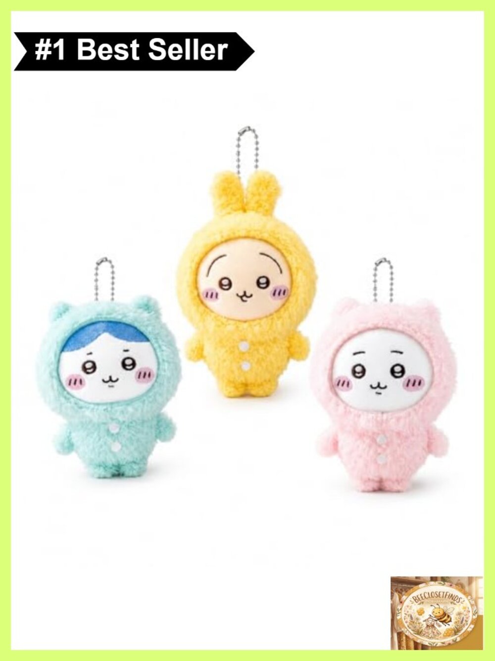 Bunny Keychain Set Flocked Rabbit Bag Charm Pom Pom Carabiner Clip